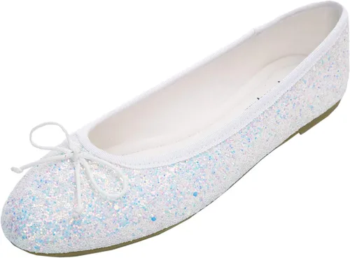 Vista 17 de FEVERSOLE Zapatos planos de ballet de patente para mujer, color macarrón colorido Beige