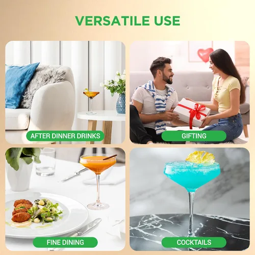 Vista 4 de Nutrichef Juego de 2 vasos de Martini de 10 onzas – Copas de Martini de cristal soplado a mano con tallo – Elegantes vasos de cóctel, vasos