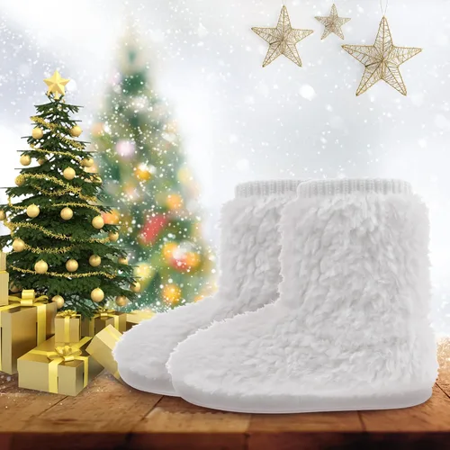 Vista 2 de Pantuflas de tobillo mullidas de forro polar sintético para mujer, cómodas y cálidas, con forro de felpa, suela antideslizante, para interiores
