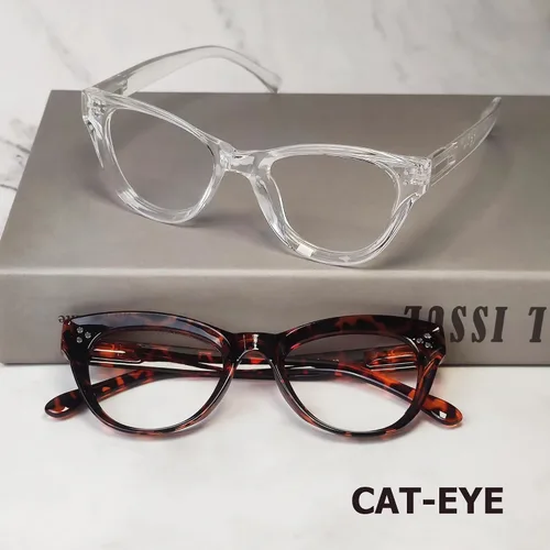 Vista 2 de Eyekepper Paquete de 4 lentes con diseño de ojo de gato de gran tamaño para mujer Lupa para mujer, elegantes lentes de lectura para mujer