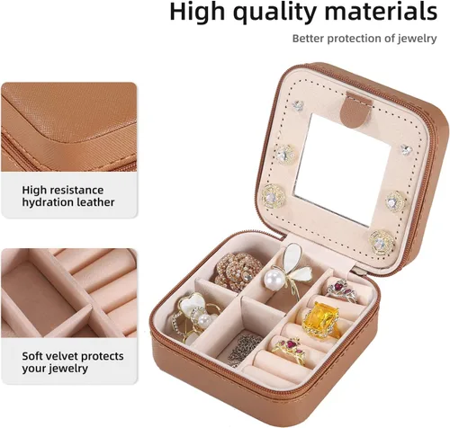 Vista 4 de KElofoN Estuche de viaje para joyas Caja de viaje para joyas Organizador de joyas de viaje Pequeño estuche organizador de joyas para niñas y mujeres