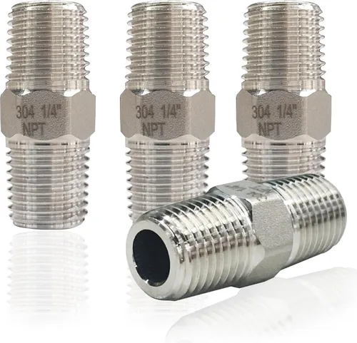 Vista 8 de 4 piezas de tetina hexagonal de 1/2" macho x 1/2" macho accesorios de tubería, adaptadores de tubería de rosca macho NPT de 1/2 pulgada de acero