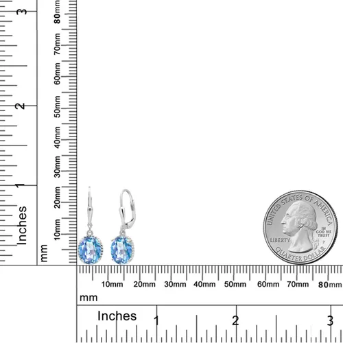 Vista 125 de Gem Stone King Aretes colgantes de gota para mujer, plata de ley 925, piedra natal ovalada de 0.354 x 0.276 in, joyería fina, regalos para ella