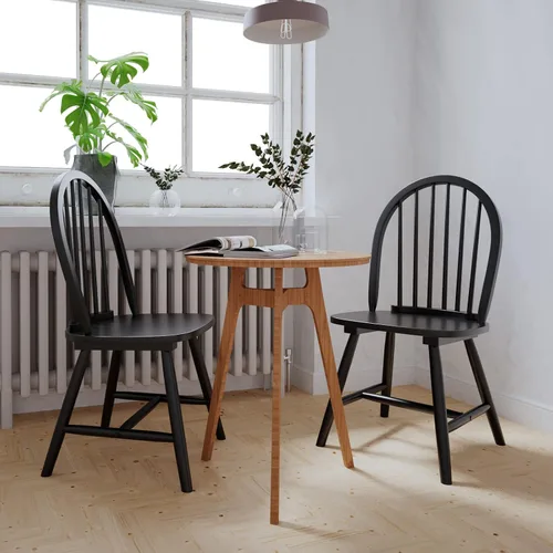 Vista 6 de Giantex Juego de 2 sillas de comedor de madera, sillas Windsor con patas de madera maciza, respaldo de eje alto, barras transversales en forma de H