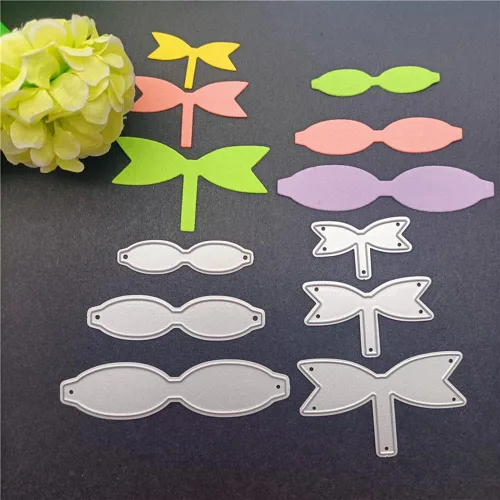 Vista 3 de Juego de 3 juegos de 3 lazos 3D de metal con moño, troqueles de corte, plantillas en relieve, molde de plantilla para decoración de tarjetas y álbum