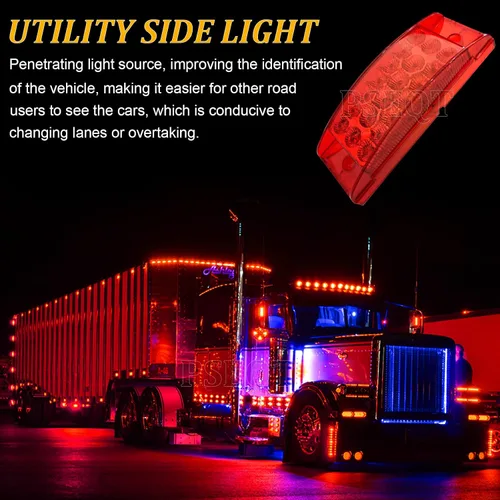 Vista 6 de PSEQT Luces de marcador rectangulares de 6 pulgadas, luces LED rojas para remolque, impermeables, con 20 diodos y luces direccionales delanteras