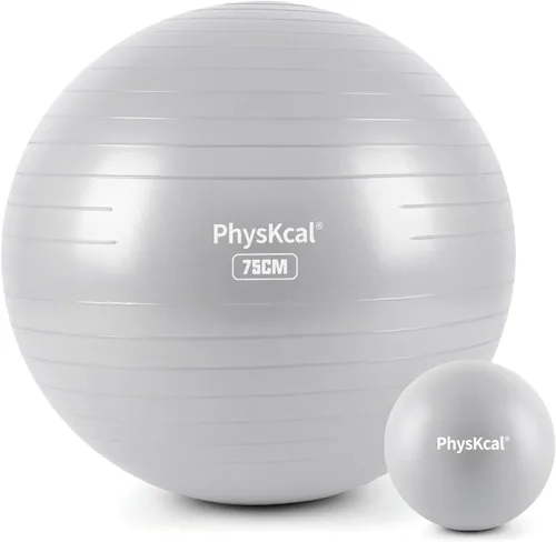 Vista 24 de PhysKcal Pelota de yoga para ejercicio, set de pilates, pelota de fitness de 4 tamaños para entrenamiento, parto, embarazo, terapia física - Bomba