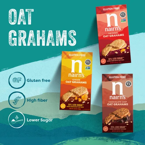 Vista 8 de Nairn's Grahams de avena con chispas de chocolate sin gluten, 5.64 onzas, paquete de 6