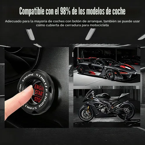 Vista 4 de Cubierta de Botón de Arranque Giratorio, Accesorios de Motor de Coche Push to Start Stop, Cubierta de Interruptor de Encendido Automático, Regalo