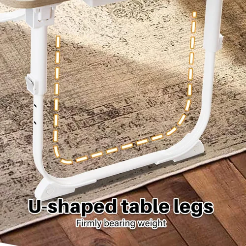 Vista 6 de Escritorio para computadora portátil para cama con luz de escritorio LED, mesa ajustable para tableta con patas plegables, cajón de almacenamiento