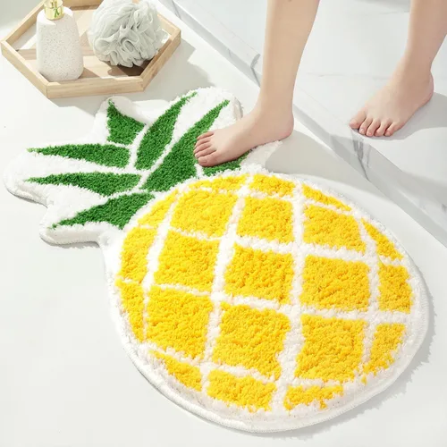 Vista 17 de FROZZUR Alfombra de baño de plátano, tapetes de baño para baño, bonita alfombra de bañera amarilla en forma de fruta, alfombra de baño de Navidad