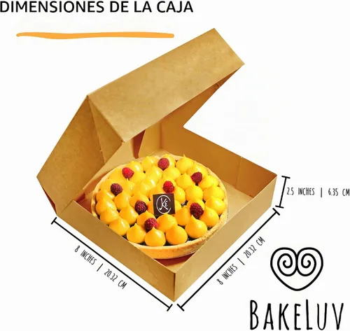 Vista 3 de BAKELUV Paquete de 100 cajas de panadería marrones de 8 x 8 x 2.5 pulgadas con ventana, cajas de galletas, pasteles, postres, golosinas, alimentos