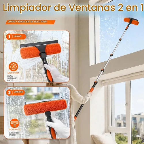 Vista 5 de Kit de limpieza de gran alcance LAANPOLE de 20 pies con plumero extensible, herramienta de limpieza de ventilador de techo alto para aspas