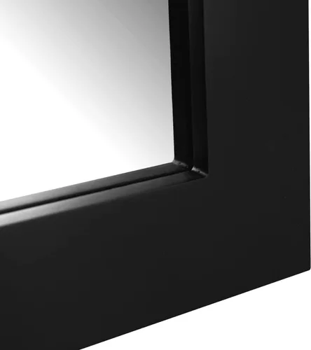 Vista 5 de Espejo de pared con marco de madera de granja, espejos rústicos para puerta de granero (negro, 22 x 28 pulgadas)
