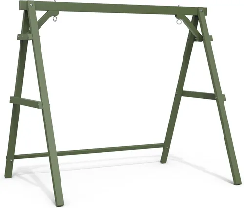 Vista 8 de VINGLI Marco de columpio para porche de 6.2 pies, soporte de madera resistente de 660 libras, soporte de columpio de madera con barra de conexión