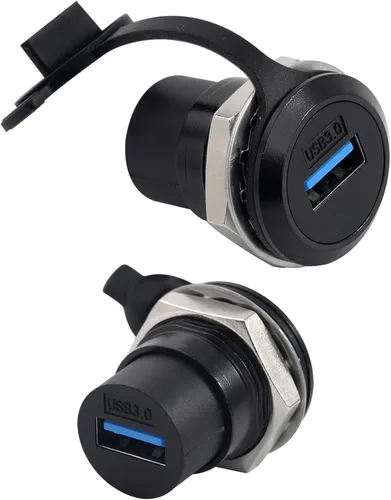 Vista 8 de PENGLIN Acoplador de montaje en panel USB 2.0, conector de paso USB, adaptador de extensión de mamparo hembra a hembra con tapón de agua/polvo