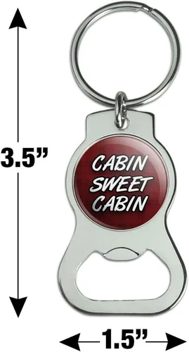 Vista 3 de Cabin Sweet Cabin - Llavero de cuadros rojos con abrebotellas
