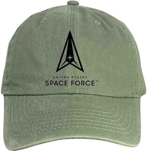Vista 6 de VetFriends.com Sombrero de la Fuerza Espacial de los Estados Unidos Bordado USSF Logo Vintage Olive Drab Cap, Vintage Olive Drab