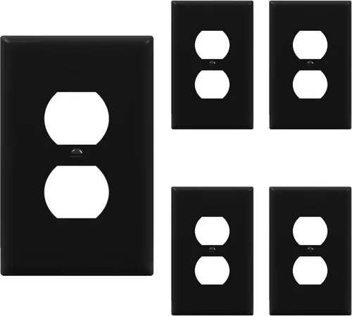 Vista 78 de ENERLITES Placa de pared dúplex para tomacorriente para receptáculos, cubierta de toma de corriente eléctrica jumbo, acabado brillante, de gran Negro