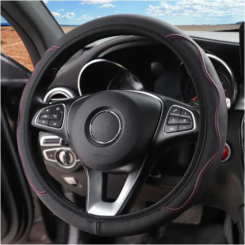 Vista 10 de LoyaForba Funda para volante de automóvil, funda de cuero de microfibra antideslizante para volante, protector de mango suave para vehículos, Azul