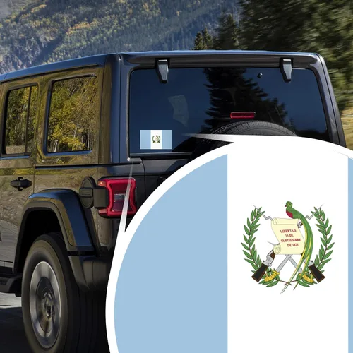 Vista 3 de Paquete de 2 calcomanías de bandera de Guatemala 5 x 3 pulgadas Vinilo de alta calidad PD438