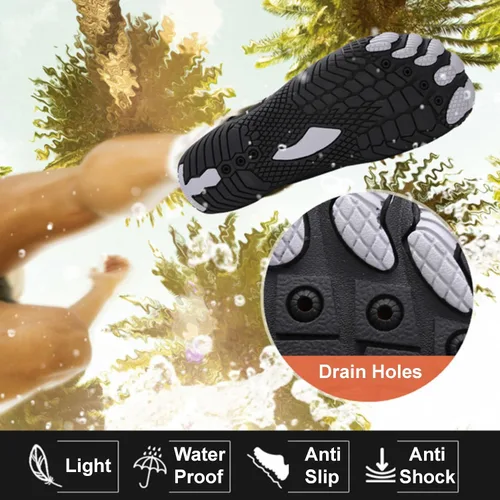 Vista 2 de Zapatos de agua para hombres y mujeres, descalzos, de secado rápido, ligeros, atléticos para exteriores, con drenaje para kayak, canotaje