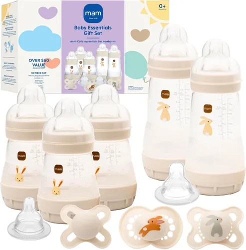 Vista 10 de MAM Newborn Essentials - Juego de alimentación mate con botellas anticólicos Easy Start de 5 onzas, autoferilizantes, chupetes de 0 a 3 meses