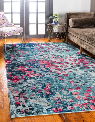 Vista 13 de Unique Loom Jardin Collection - Alfombra moderna, vibrante, abstracta y colorida (rectangular de 2 x 3 pies, multi/azul)
