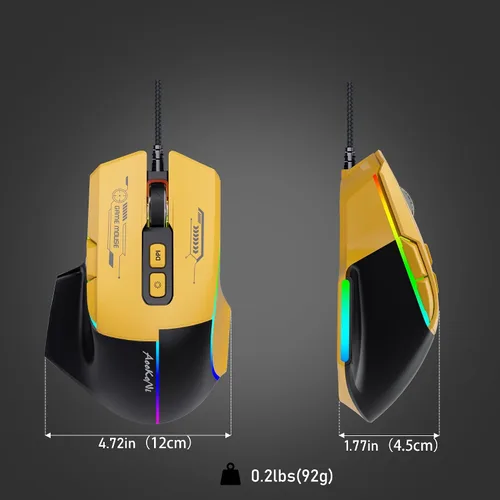 Vista 6 de Mouse inalámbrico, mouse recargable, mouse ergonómico con 4 DPI ajustables hasta 2400, luces de respiración RGB, compatible con laptop, Chromebook