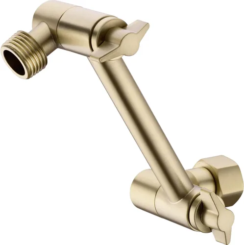 Vista 12 de TRUSTMI Brazo de ducha de latón de 4 pulgadas de altura ajustable, soporte de brazo de extensión de cabezal de ducha, latón cepillado dorado