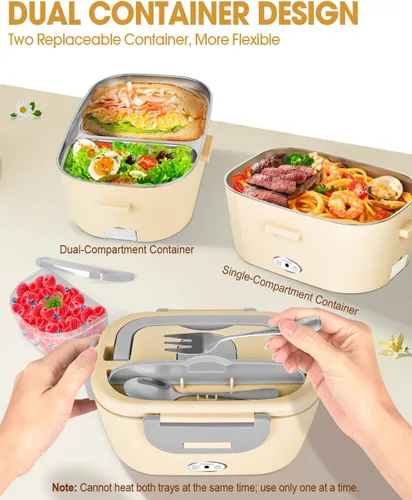 Vista 3 de LAVAED Lonchera Eléctrica Calentada para Adultos, Calentador de Alimentos Portátil - Calentador de Alimentos de Calentamiento Rápido de 80W