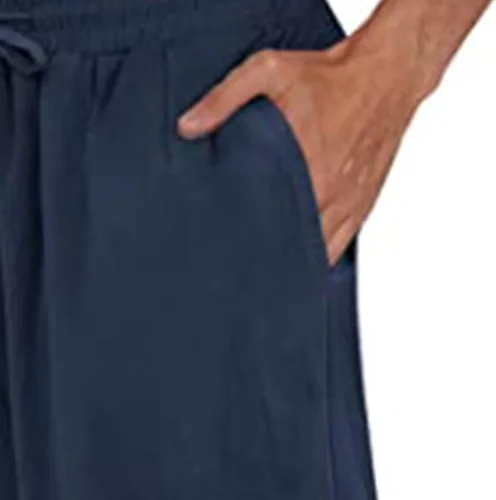 Vista 3 de JEShifangjiusu Men's Cotton Linen Harem Pants Pockets Drawstring Stretch Bottom Bloomer Trousers Loose Beach Yoga Pants