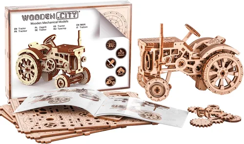 Vista 9 de WOODEN.CITY Rompecabezas 3D de tractor para adultos, modelo mecánico de tractor agrícola para adultos y adolescentes, kit de bricolaje de 148 piezas