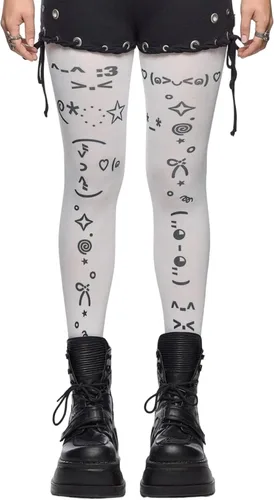 Vista 15 de RICHTRUE Whimsy Twee Funky - Mallas estampadas para mujeres, adolescentes y niñas, Emo Goth Cool 2000s Fun Printed Tights Y2k Grunge Alt Clothes