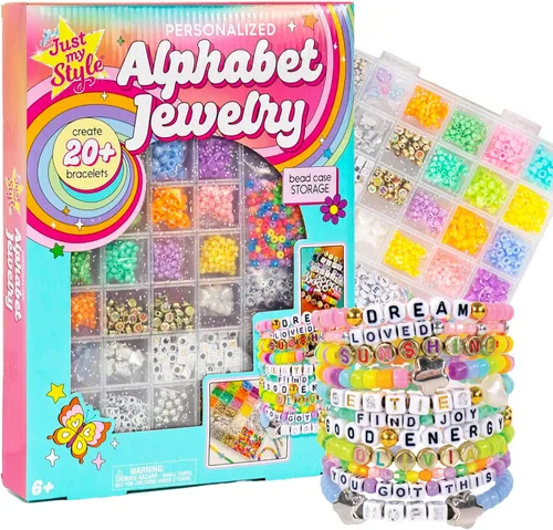 Vista 11 de Just My Style ABC Beads by Horizon Group Usa, más de 1000 dijes y cuentas, dijes del alfabeto, cuentas semilla de acento, cordón de cera