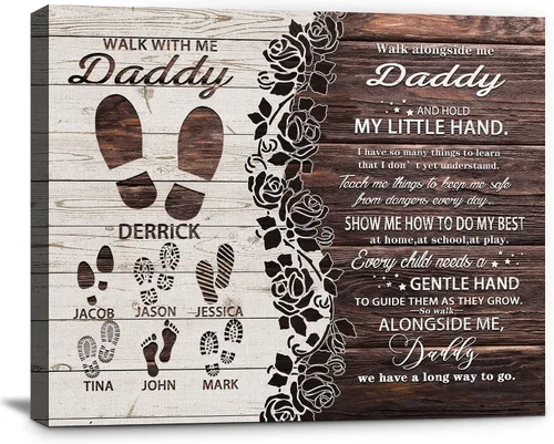 Vista 15 de Eternalart Regalos únicos para papá, abuelo, esposo de hija, hijo, esposa, impresiones en lienzo personalizadas con nombres de niños para padre