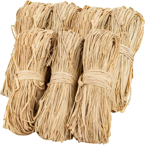 Vista 9 de Sukh Cinta de Rafia Natural - 5 Piezas de Pajita de Rafia para Ramos de Floristería, Decoración, Manualidades, Cinta de Envolver para Navidad