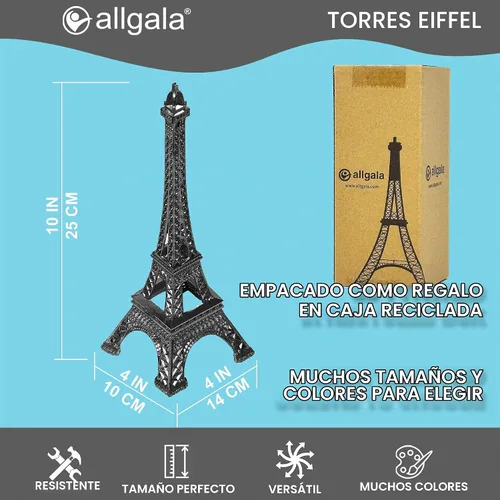 Vista 2 de allgala - Torre Eiffel decorativa elaborada en aleación de metal Negro