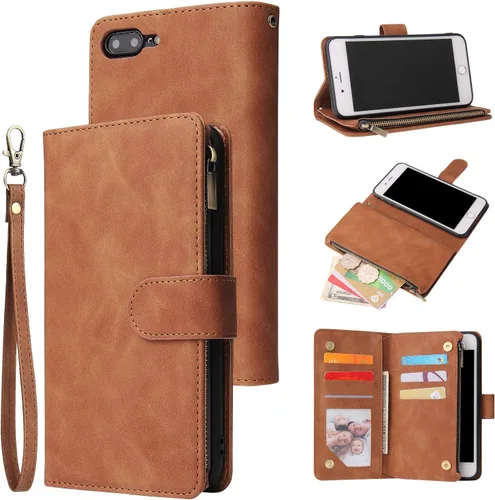 Vista 12 de UEEBAI - Cartera clásica de cuero sintético con cierre magnético, funda de iPhone con cierre