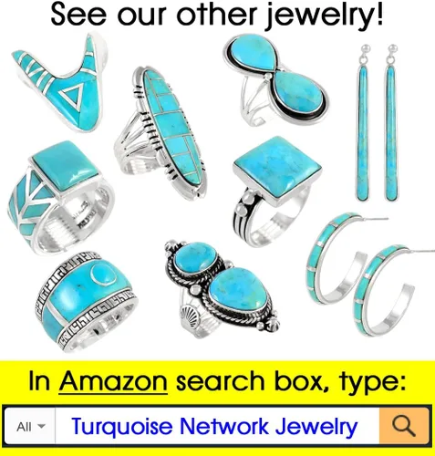 Vista 6 de Anillo turquesa de plata de ley 925 con piedras preciosas auténticas (elige estilo)