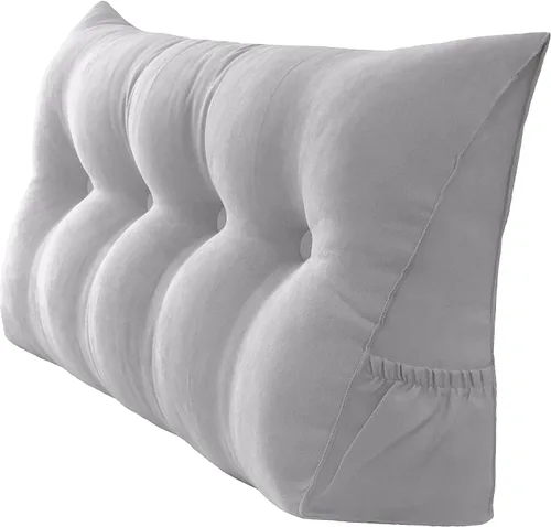 Vista 40 de Peachwell Almohada triangular de lectura para reposo en cama, cojín de refuerzo grande para cabecero, respaldo, almohada de cuña con funda extraíble