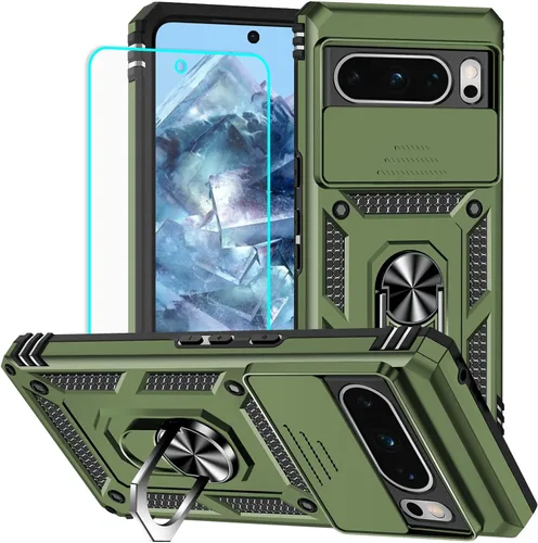 Vista 29 de HNHYGETE Funda para Pixel 6a con protector de pantalla HD, soporte giratorio de grado militar de 360° (resistente) a prueba de golpes para Google