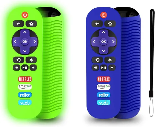 Vista 8 de Paquete de 2 fundas de silicona para control remoto TCL Roku TV RC280, repuesto universal, ligera, a prueba de golpes, TCL Roku TV, con cordón Negro