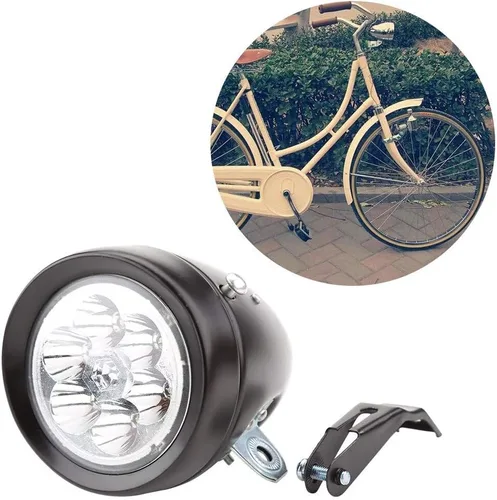 Vista 6 de Luz retro, luz de manillar de 6 LED con soporte para montar en bicicleta nocturna (plata)