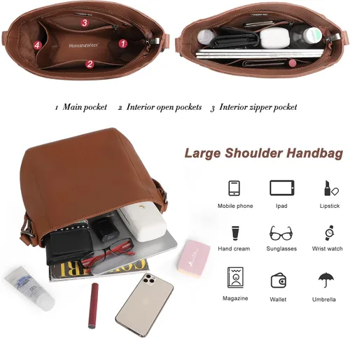 Vista 4 de Hobo - Monederos y bolsos para mujer de cuero vegano bolsas grandes con cartera desmontable
