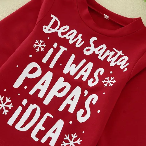 Vista 3 de Dear Santa it was papa's idea - Sudadera de manga larga con estampado de letras navideñas para niños y niñas