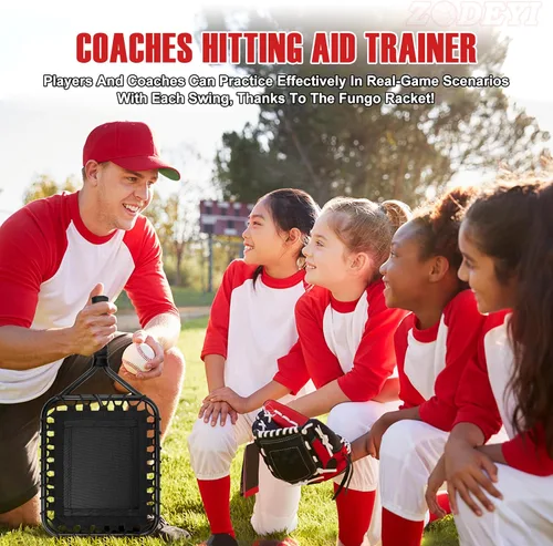 Vista 5 de Raqueta de béisbol para pelotas de mosca, tierra y unidades de línea. Bate fungo de softbol/béisbol para entrenadores y padres para ayudar