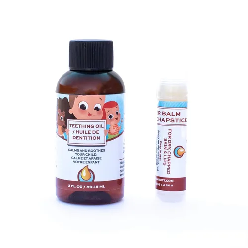 Vista 13 de Punkin Butt Paquete de aceite de dentición para bebés y bálsamo labial para aliviar el dolor de encías y labios agrietados, todo natural, orgánico