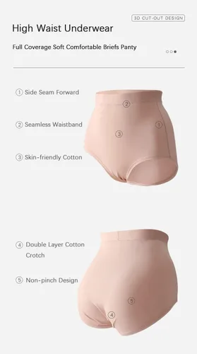 Vista 5 de abandi Ropa interior para mujer, de cintura alta, de algodón, cobertura completa, control de abdomen, paquete de 5