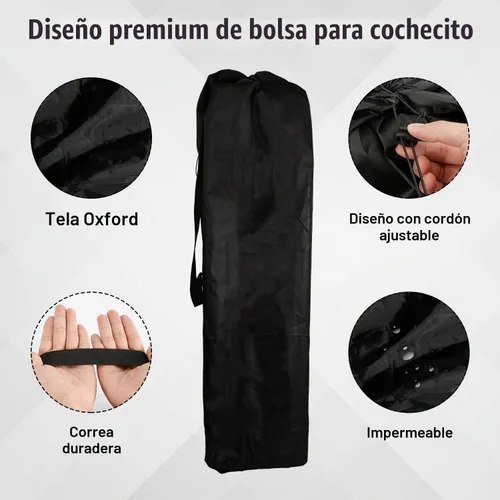 Vista 4 de lasuroa Bolsa de cochecito, bolsa impermeable para cochecito portátil, bolsa de control para puerta de cochecito con asa, funda para cochecito
